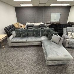 Brand New Grey L Shape Sectional Sofa with Pillows | Pay After Delivery 🚚