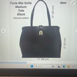 Furla Mia Sofia Medium Tote Nero (black) Genuine Leather - New W/ Dust Bag