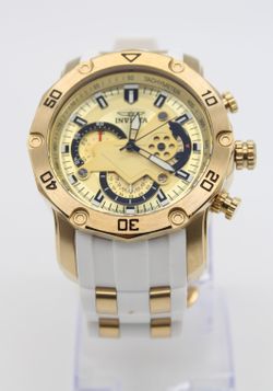 Invicta Pro Diver 23424 Chronograph Gold Tone White Silicone Men’s Watch 52mm