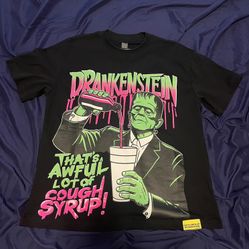 Awful Lot of Cough Syrup Drankenstein graphic black t-shirt Size S