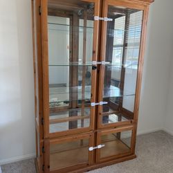 Pine Wood And Glass Display Case