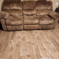 Sofa with 2 Recliners  Includes Glass Kitchen Table With 4 Chairs 