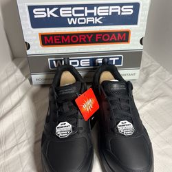 Skechers Work Slip Resistant Shoes Men’s 8.5 Wide Memory Foam Black SR Pro Skaut NEW