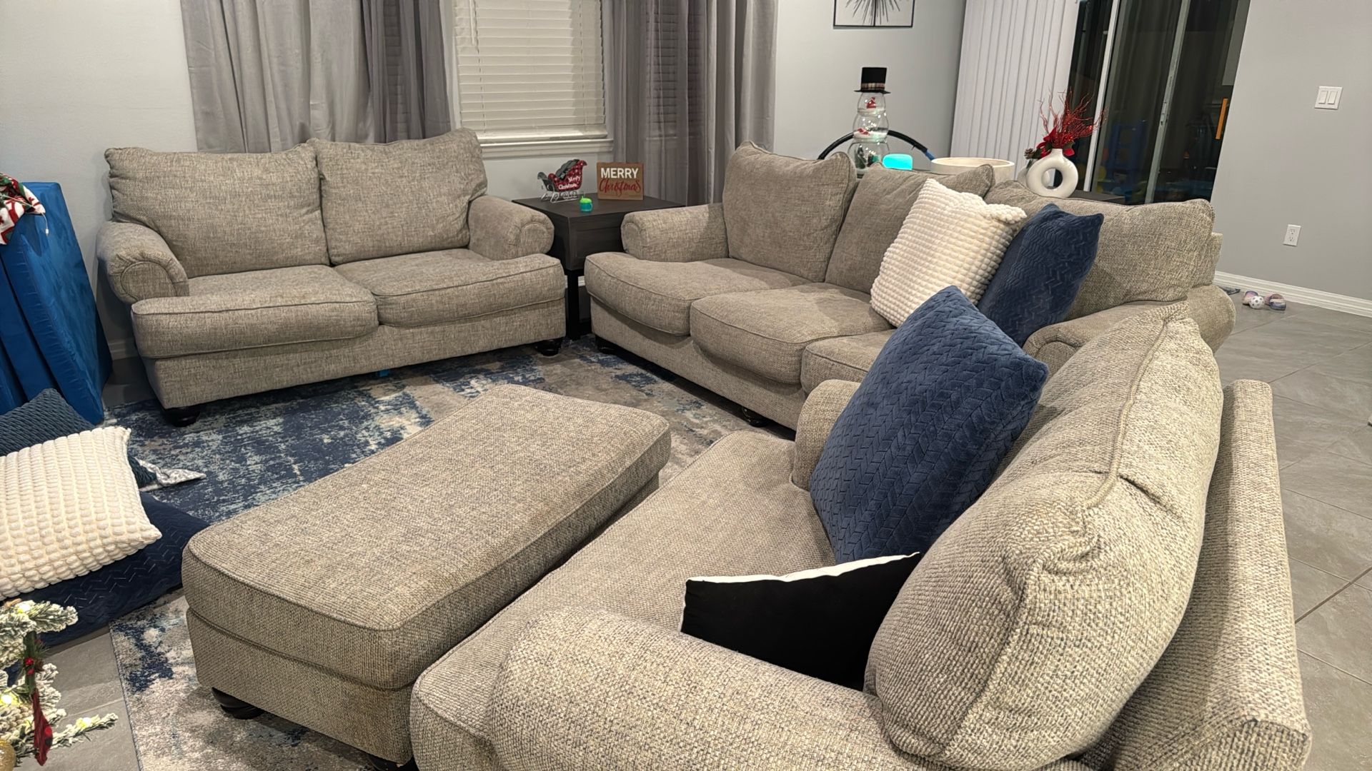 Three-Piece Sofa Set With Ottoman
