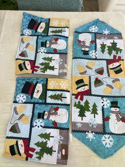 Christmas Snowman Table Runner & 2 Placemats – Trim A Home / Kmart