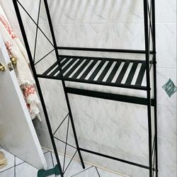 Black Metal Bathroom Rack Shelf Caddy Organizer Unit Storage Curio Closet Shelves