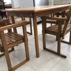 Toddlers Amish Solid Oak Table And Chairs