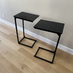 Couch Table Set of 2, Small TV Tray Table for Sofa, C Shaped End Table with Metal Frame, Side Tables for Small Space, C Tables for Living Room Bedroom