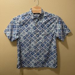 Men’s Large Tommy Bahama Blue Island Zone Mandras Tivoli Tiles Silk Shirt