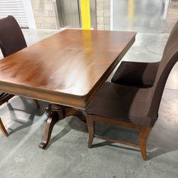 MCM cherry red solid Wood extendable Dining Table Set 4 Chairs