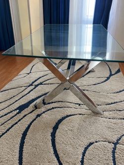 Modern Glass Dining Table with Chrome Base