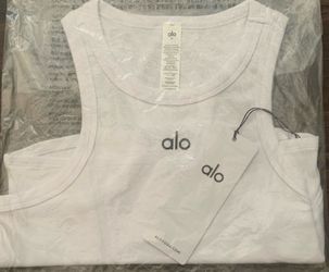 Alo Yoga White Aspire Ribbed Tank Top - Size Medium - NWT