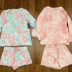 NWT Emerson Road tie dye pajama set lot bundle size Small    Lot of 2 tie dye pajamas. Long sleeve tops and matching shorts   Both are size Small  Fir