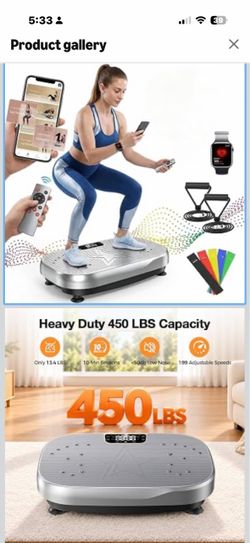Vibration Plate Exercise Machine with Smart APP, 450lbs Capacity, 199 Speed Achieve Full-Body Toning & Lymphatic Drainage With Bluetooth, 9 Auto Modes