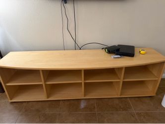 Light Wood Curved TV stand Media Consoul