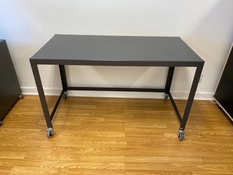CB2 Go-Cart Carbon Grey Metal Rolling Desk
