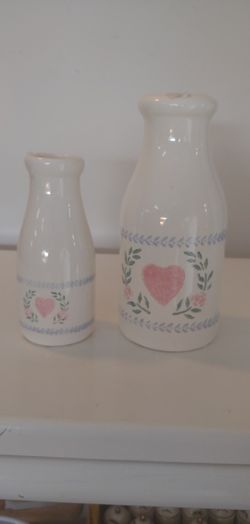 PAIR OF CROCK MILK BOTTLES