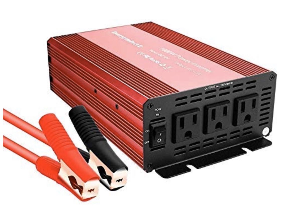 1000W Power Inverter 12V DC to 110V AC Car Converter 3 AC Outlets for Home RV