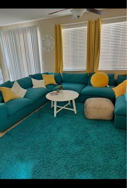 Teal Large L-Shaped Sectional Sofa