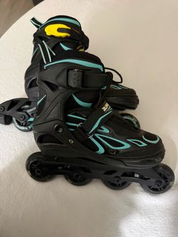 Black and Teal Inline Roller Skates