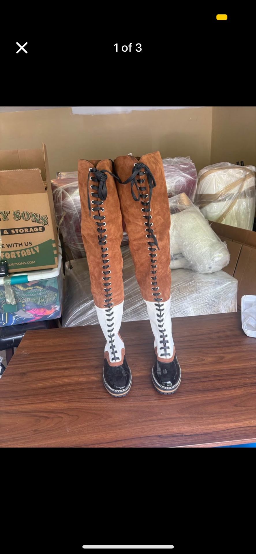 Over the knee antique boots