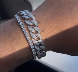 Cuban/tennis bracelet combo