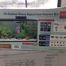 Fish Tank 55 Gallon tank with everything such as a ( Water Filter,water Heater,water,pump,LED Lights)