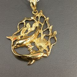Gold Pendant With Dolphins #785361