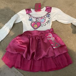 Barbie Toddler T3 pink ruffle, layered skirt and white top