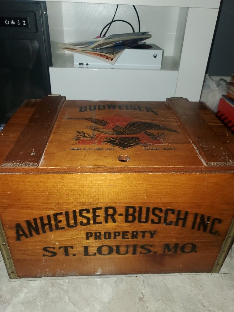 Vintage Anheuser Bush Budweiser Beer Gideon Anderson Box Crate Case Wooden