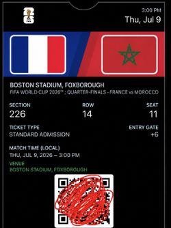3 Morocco vs France World Cup tickets