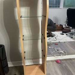 Modern Display Shelf with Glass Shelves and Built-In Light