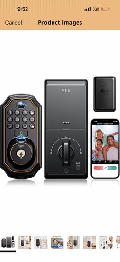 Keyless Entry Door Lock with Camera Electronic Smart Lock Fingerprint Keypad Deadbolt with Code, App Remote Control, Auto Unlock, Wi-Fi Connected, Doo