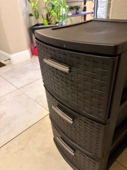 3-Drawer Plastic Storage Tower Dark Brown