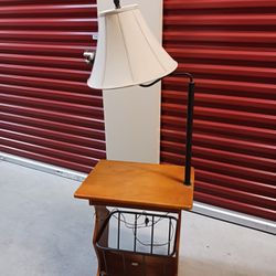 Table With Lamp And Magazine Rack