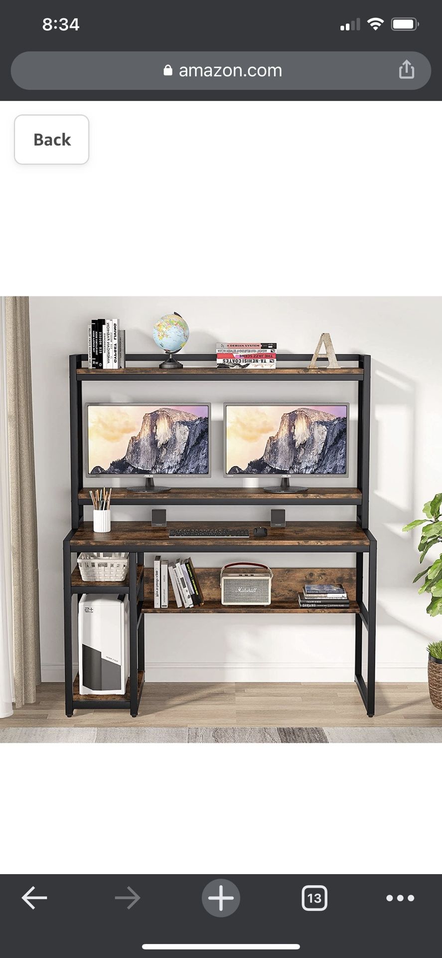 Modern Computer Desk with Hutch and Shelves