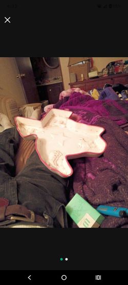 Clay Art Texas State Shaped Serving Dish Tray Platter