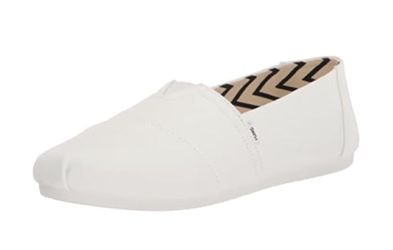 TOMS Women's Alpargata Recycled Cotton Canvas Loafer Flat, White, size 9.5   