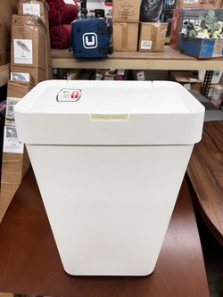 Kitchen Trash Can, 12.2 Gallon, Plastic, Rectangular, Touch Top Lid, Garbage Bin, White, New