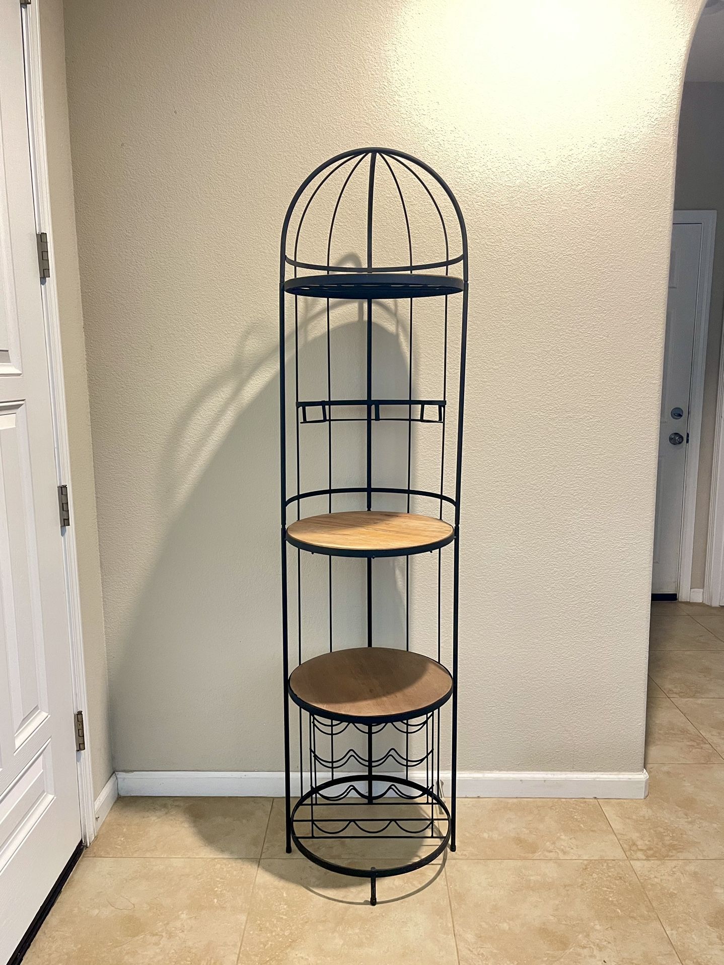 Metal And Wood Shelf Wine Rack Bakers Rack Bar Storage