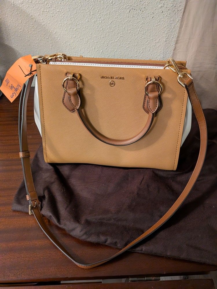Michael Kors Camel And White Purse