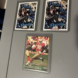3 Jerry Rice Topps & Topps Stadium cards #232 & #2 Topps gold