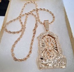 14kGold-filled Religious Pendant Rope Chain Necklace