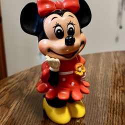 1960's Walt Disney Minnie Mouse Plastic Piggy Bank Vintage Missing Bottom