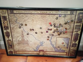 Framed Philadelphia Beer Scene 2012 Poster Map, Philly Craft Breweries, Bar/Man Cave Decor