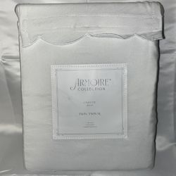 Armoire Collection Twin Twin XL Scalloped Edge 3 Pc White Sheet & Pillowcase Set