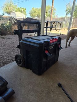 Rolling toolbox, loaded with tools