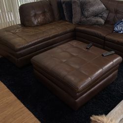 Leather Sectional Couch And Ottoman 