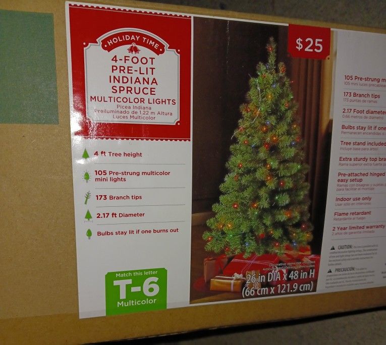 Holiday Time 4 Ft Christmas Tree (*PreLit)