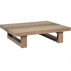 Vivid Outdoor Patio Coffee Table in Light Eucalyptus Wood $270